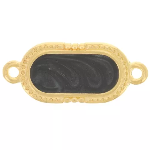 Entrepieza ovalado texturado 23x10 mm - resina epoxi - Dorado - Perla negra
