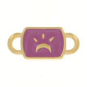 Entrepieza rectangular 16x7 mm motivo luna y resina epoxi - Dorado fino - Ciruela