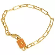 Entrepieza rectangular 16x7 mm motivo luna y resina epoxi - Dorado fino - Ciruela