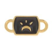 Entrepieza rectangular 16x7 mm motivo luna y resina epoxi - Dorado - Negro|raw }}