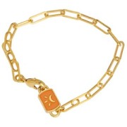 Entrepieza rectangular 16x7mm motivo luna y resina epoxi - Dorado fino - Salmón