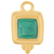 Colgante cuadrado irregular 15,5x10 mm resina epoxi - Chapado en oro - Perla verde|raw }}