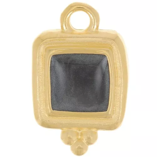 Colgante cuadrado irregular 15,5x10 mm resina epoxi - Dorado - Perla negra