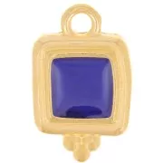 Colgante cuadrado irregular 15,5x10mm resina epoxi vitrail - Chapado en oro - Azul
