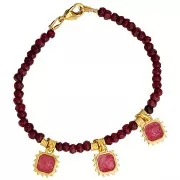 Colgante sol octogonal 12x10 mm - resina epoxi - Chapado en oro - Blanco x1