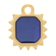 Colgante sol octogonal 12x10 mm - resina epoxi vitrail - Chapado en oro - Azul