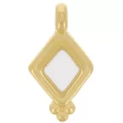 charm rombo de 17x9 mm con resina epoxi - Chapado en oro - Blanco x1
