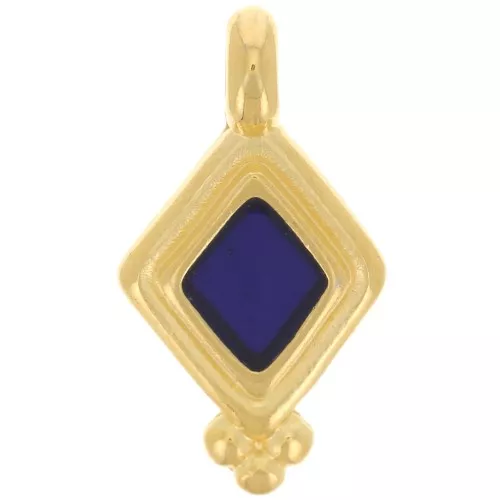 Dij rombo17x9 mm - resina epoxi con efecto vidriera - Chapado en oro - Azul x1
