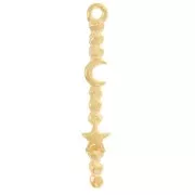 Colgante barra trabajada 30x5 mm motivo luna y estrella - Dorado con oro fino x1