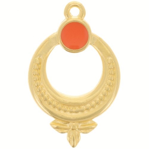 Colgante Étnico Texturizado 15 mm con Resina Epoxi - Dorado Fino - Jacinto x1