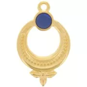 Colgante étnico texturizado de 15 mm en resina epoxi con efecto vidriera, dorado con oro fino - Azul