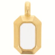 Colgante rectángulo 18x10 mm con resina epoxi - Dorado oro fino - Blanco x1|raw }}