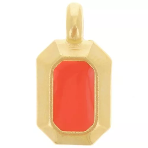 Colgante rectángulo 18x10 mm con resina epoxi - Dorado oro fino - Jacinto x1