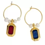 Colgante rectángulo 18x10 mm con resina epoxi - Dorado oro fino - Jacinto x1