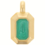 Colgante rectángulo 18x10 mm con resina epoxi - Dorado oro fino - Perla verde x1