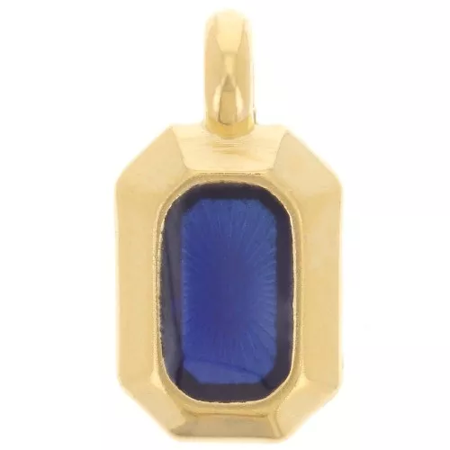 Colgante rectángulo 18x10mm resina epoxi efecto vidriera - Dorado - Azul x1