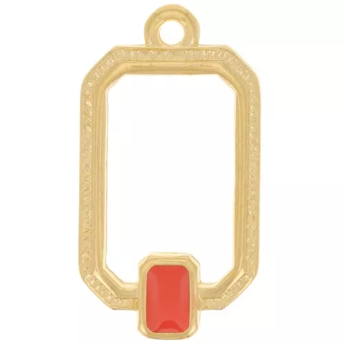 Colgante rectángulo 22x12 mm resina epoxi - Dorado - Jacinto x1