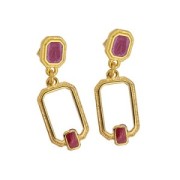 Colgante rectángulo 22x12 mm resina epoxi - Dorado - Jacinto x1