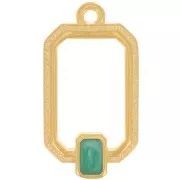 Colgante rectángulo 22x12 mm resina epoxi - Dorado - Perla verde x1