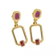 Colgante rectángulo 22x12 mm resina epoxi - Dorado - Perla negra x1