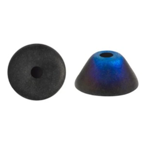 Cuentas Konos® Perlas de Vidrio de Puca® 4x2 mm - Azabache Azzuro Mat x10g