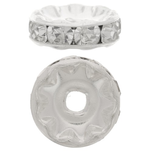 Perla rondel Strass 10 mm plateado/Crystal  x1