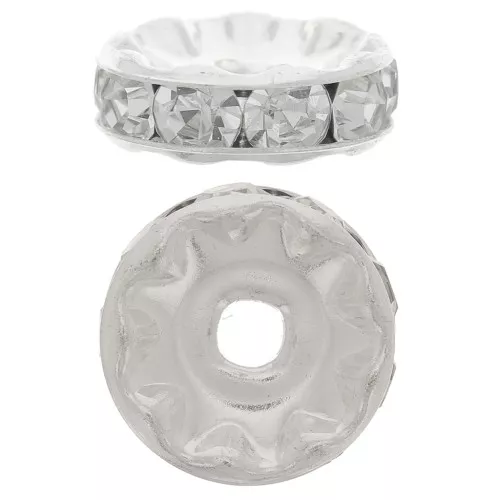 Perla rondel Strass 10 mm plateado/Crystal x1