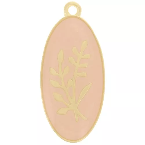 Colgante ovalado 27x13 mm motivo flor - resina epoxi - Dorado - Nude x1