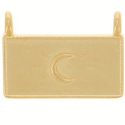 Colgante rectángulo 16x21,5 mm - motivo luna - Dorado con oro fino x1|raw }}
