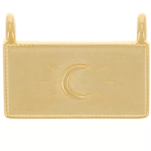 Colgante rectángulo 16x21,5 mm - motivo luna - Dorado con oro fino x1