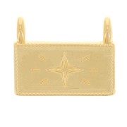 Colgante rectángulo 13,5x17 mm - motivo estrella - Dorado con oro fino x1