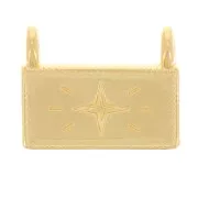 Colgante rectángulo 13,5x17 mm - motivo estrella - Dorado con oro fino x1