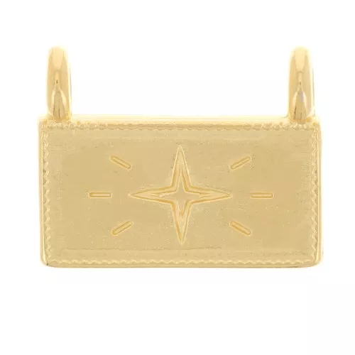 Colgante rectángulo 13,5x17 mm - motivo estrella - Dorado con oro fino x1