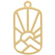 Colgante rectángulo 25x13,5 mm - motivo sol y montañas - Dorado con oro fino x1|raw }}