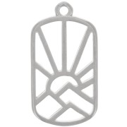 Colgante rectángulo 25x13,5 mm - sol y montañas - Plateado antiguo