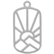 Colgante rectángulo 25x13,5 mm - sol y montañas - Plateado antiguo