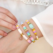 Perla rondel Strass 10 mm dorado/Crystal  x1