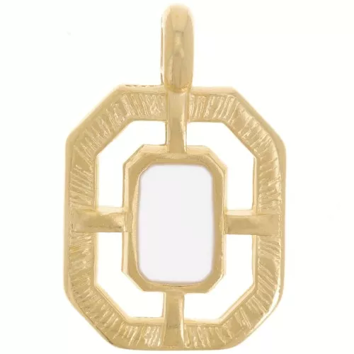 Colgante Octágono Texturado 21x13 mm resina epoxi - Dorado - Blanco x1
