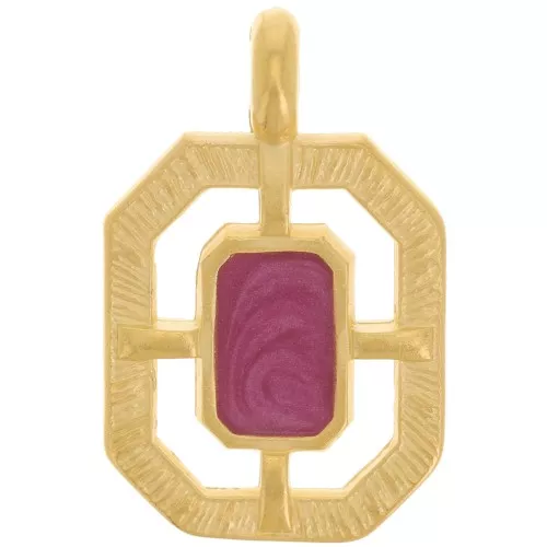 Colgante octágono texturado 21x13 mm resina epoxi - Dorado - Ciruela nacarado