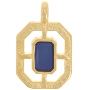 Colgante octágono texturado 21x13 mm resina epoxi vitrail - Chapado en oro - Azul|raw }}
