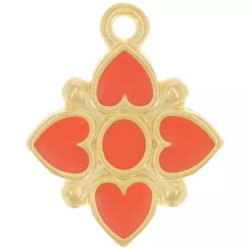 Colgante flor 17.5x14mm motivo corazón resina epoxi - Dorado - Jacinto x1