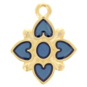 Colgante flor 17.5x14mm forma corazón resina epoxi vitrail Dorado con oro fino - Azul|raw }}