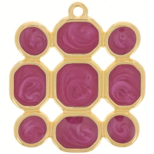 Colgante cuadrado 27x25 mm resina epoxi - Chapado en oro - Ciruela nacarada