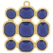 Colgante cuadrado 27x25 mm resina epoxi vitrail - Chapado en oro - Azul|raw }}
