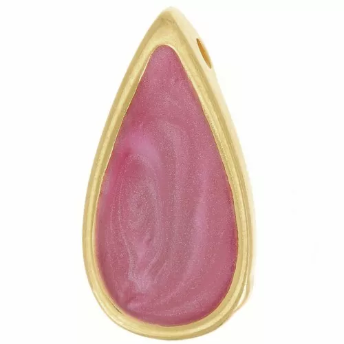 Colgante gota 17x9 mm resina epoxi - Dorado - Ciruela nacarada x1