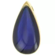 Colgante gota 17x9 mm resina epoxi efecto vidriera - Dorado - Azul x1