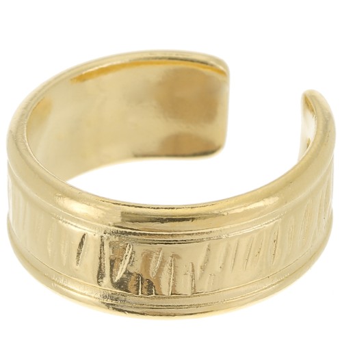 Anillo estriado grande - Talla 63 - Dorado con oro fino x1