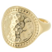Anillo grande martillado - Talla 55 - Dorado con oro fino x1