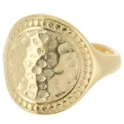 Anillo grande martillado - Talla 55 - Dorado con oro fino x1