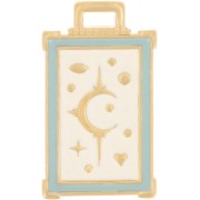 Colgante rectángulo 30x18 mm con motivo luna y estrella - Chapado en oro - Marfil x1|raw }}